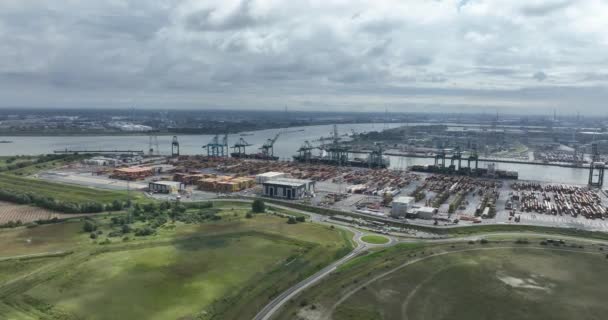 Antwerpia Sierpnia 2023 Belgia Morski Świat Terminali Kontenerowych Deurganckdok Antwerpii — Wideo stockowe