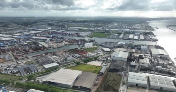 Moerdijk Agustus 2023 Netherlands Aerial Droen View Port Moerdijk Pelabuhan — Stok Video