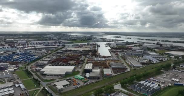 Moerdijk August 2023 Nederlandene Luftfoto Udsigt Moerdijk Havn Stor Industrihavn – Stock-video