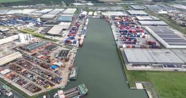 Moerdijk Sierpnia 2023 Holandia Port Moerdijk Duży Port Holandii Widok — Wideo stockowe