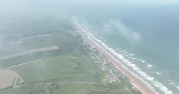 Ww2 Den Přistání Pláži Dnes Normandie Francie Evropa Zobrazení Leteckých — Stock video