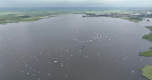 Vista Aérea Drone Sneekermeer Recreação Vela Friesland Países Baixos — Vídeo de Stock