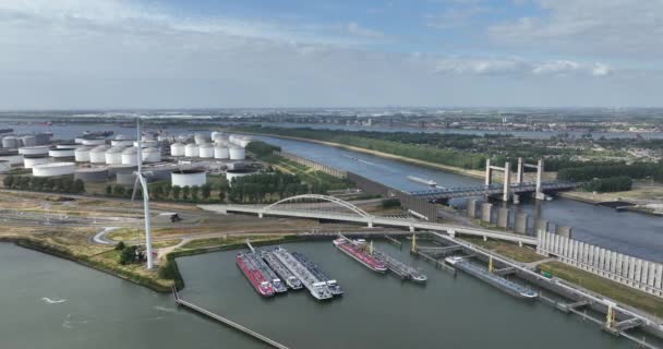 Aerial Drone View Zwartewaalsebrug Part Theemswegtrace Havenspoorlijn Port Rotterdam — Stock Video