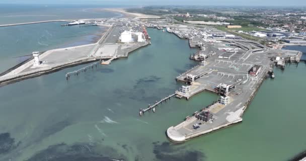 Drohnenaufnahmen Von Haven Van Calais Hafen Von Calais Frankreich Sonniger — Stockvideo