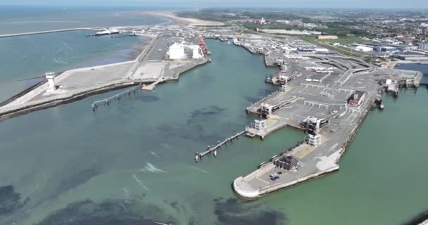 Αεροπλάνο Drone Από Haven Van Calais Calais Port Γαλλία Ηλιόλουστη — Αρχείο Βίντεο