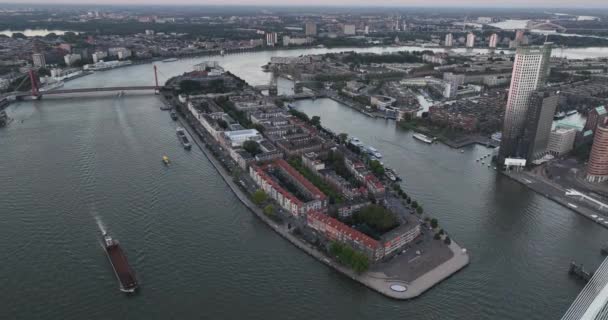 Rotterdam Settembre 2023 Paesi Bassi Veduta Aerea Drone Noordereiland Rotterdam — Video Stock