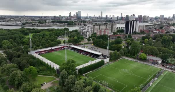 Rotterdam Juli 2023 Nederland Luchtdrone Zicht Het Van Donge Stadion — Stockvideo
