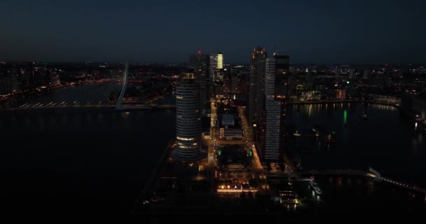 Воздушный Беспилотник Видом Коп Ван Зуид Высотные Здания Города Горизонте — стоковое видео