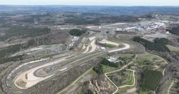 Aerial Drone View Motorsports Racetrack German Eiffel Motorsports Activity Racing — Stock Video
