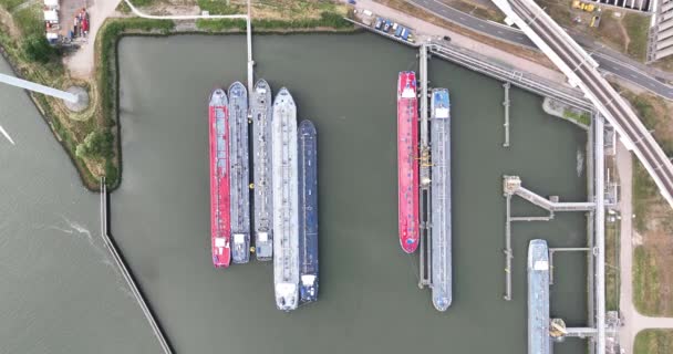 Inland Transportation Shipping Bulk Carriers Docked Ships Used Transportation Bulk — Stock Video