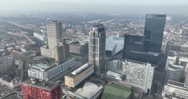 Rotterdam Února 2023 Nizozemsko Skyline Rotterdam Delfste Poort Rotterdam Centrální — Stock video
