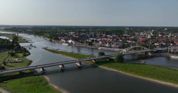 Deventer City View Aerial Drone View Skyline Deventer Gelderland Netherlands — Stock Video