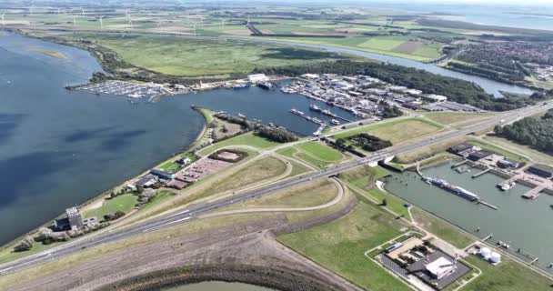 Luftaufnahme Einer Drohne Von Einem Seehafen Der Provinz Zeeland Niederlande — Stockvideo