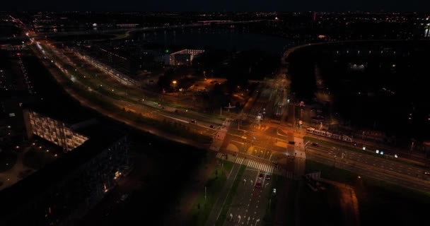 Vista Aérea Drone Noite Piethein Tunnel Entrada Cruzamento Com Foco — Vídeo de Stock