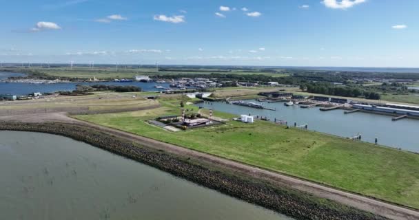 Luftaufnahme Einer Drohne Von Einem Seehafen Der Provinz Zeeland Niederlande — Stockvideo