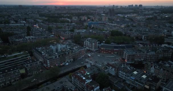 Aerial Drone Footage Flying City Amsterdam Focusing Traffic Urban Life — Stock Video