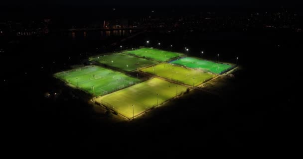 Instalación Práctica Fútbol Por Noche Deportes Para Niños Adultos Entrenamiento — Vídeo de stock