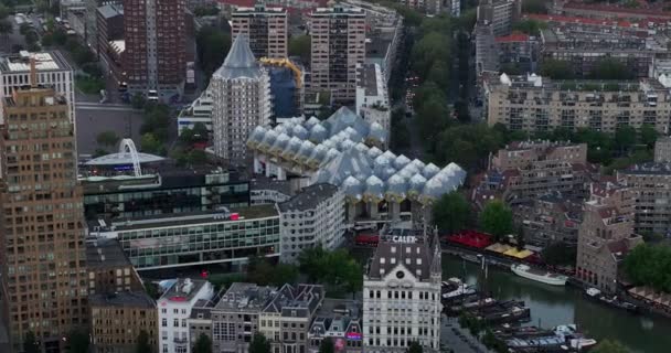 Ρότερνταμ Σεπτεμβρίου 2023 Ολλανδία Αεροφωτογραφία Drone Του Cube Houses Kubuswoningen — Αρχείο Βίντεο