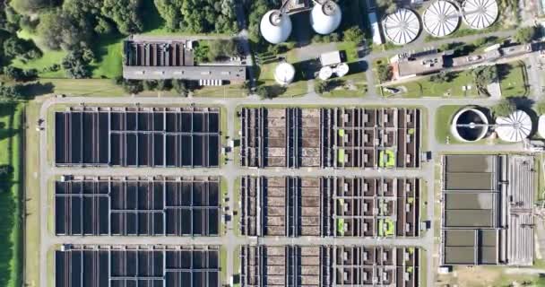 Aerial Drone View Water Cleaning Facility Germany Wastewater Treatment Water — Stock Video