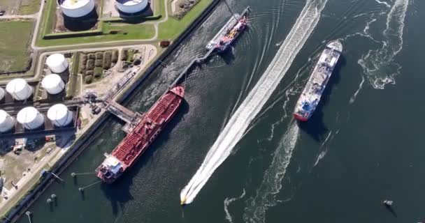Rotterdam Juli 2023 Niederlande Hafen Rotterdam Betankung Von Schiffen Und — Stockvideo