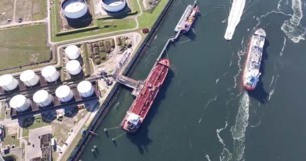 Rotterdam Temmuz 2023 Hollanda Rotterdam Limanı Gemi Gemi Endüstrisinin Yakıt — Stok video