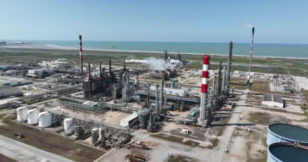 Ciężki Obiekt Przemysłu Petro Chemicznego Widok Lotu Drona Rafineria Przetwórstwo — Wideo stockowe
