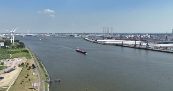 Vista Aérea Drones Del Puerto Rotterdam Vista General Del Puerto — Vídeo de stock