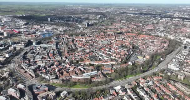 Amersfoort Hollanda Nın Insansız Hava Aracı Görüntüsü Şehir Merkezinin Etrafındaki — Stok video