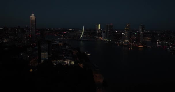 Aerial Drone Näkymä Erasmusbridge Erasmusbrug Kaapeli Silta Oner Nieuwe Maas — kuvapankkivideo