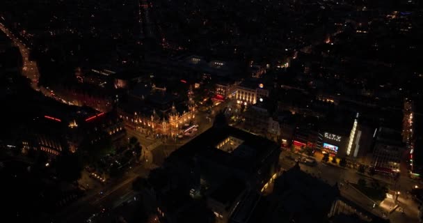Veduta Aerea Drone Del Leidseplein Amsterdam Zona Intrattenimento Nella Città — Video Stock