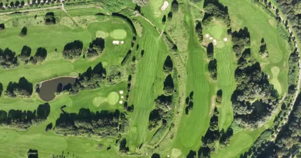 Vista Aérea Desde Arriba Hacia Abajo Campo Golf Actividades Deportivas — Vídeos de Stock