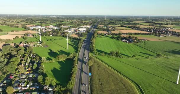 Luchtdrone Zicht Duitse Autobahn Snelweg Zonder Snelheidslimiet — Stockvideo