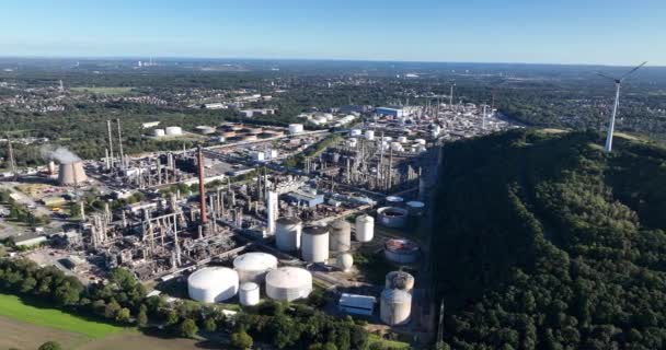 Aerial Drone View Petroleum Products Processing Plant Gelsenkirchen Germany Northern — Stock Video