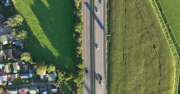 Bovenaanzicht Duitse Autobahn Openbare Wegeninfrastructuur — Stockvideo