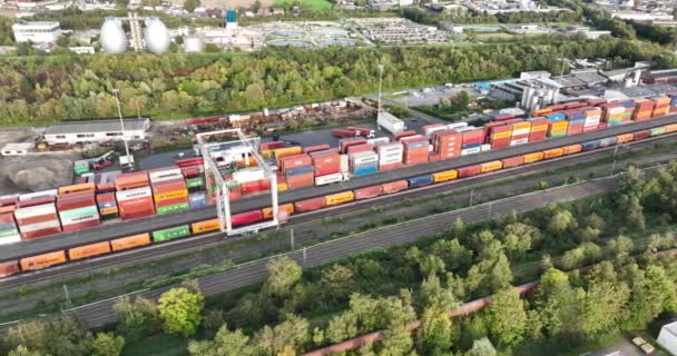Dortmund Německo Října2023 Ctd Container Terminal Dortmund Propojení Infrastruktury Železnici — Stock video