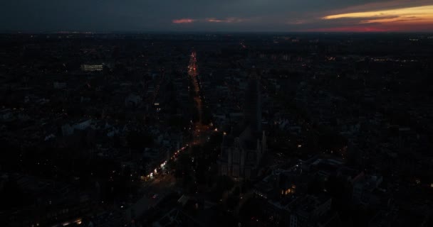 ウェーターカークの空中ドローンビュー 記念碑的な教会の塔 アムステルダム オランダ — ストック動画