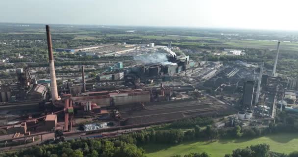 Lucht Van Een Cokesfabriek Hoogoven Sintering Metaalproduktie Metaalbewerking Zware Industrie — Stockvideo