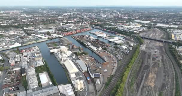 Vista Aérea Drones Container Terminal Dortmund Ctd Alemania Gran Puerto — Vídeos de Stock