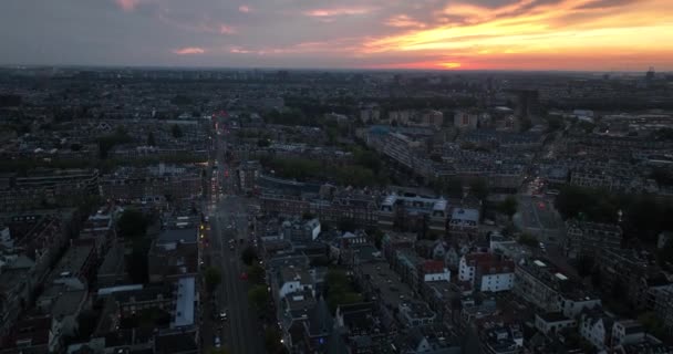 Amsterdam Città Ricca Vista Dopo Tramonto Traffico Luci Della Città — Video Stock
