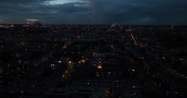 Вид Повітряний Безпілотник Джерард Маджеллакерк Амстердамі Вночі Амстердам Нідерланди — стокове відео