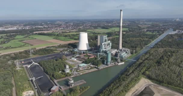 Kraftwerk Powerplant Bergkamen Ett Koleldat Kraftverk Tyskland Kopplat Till Fossilbränsle — Stockvideo