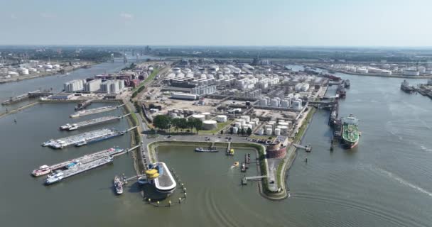 Aanleghaven Bij Botlek Haven Van Rotterdam Luchtdrone Zicht — Stockvideo