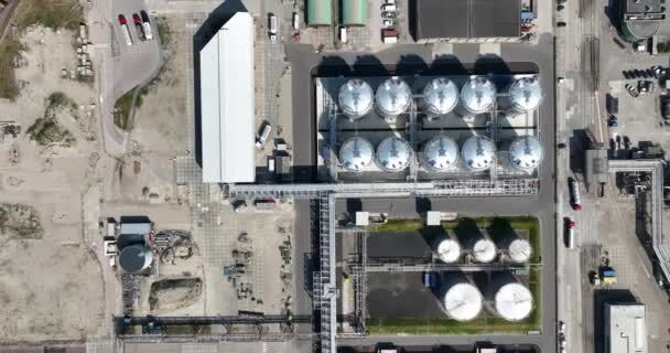 Aerial Drone View Refinery Storage Chemical Products Infrastructure Port Rotterdam — Stock Video
