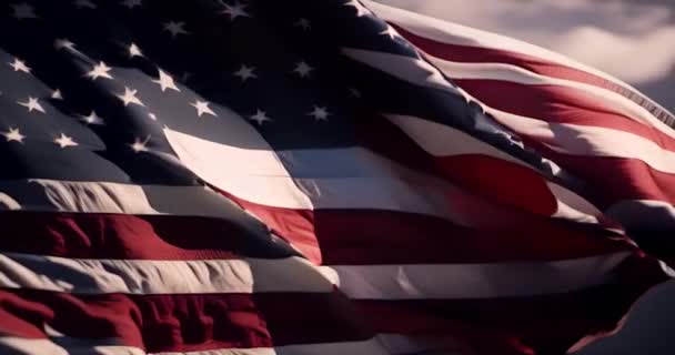 Americká Vlajka Zamává Zblízka Usa Spojené Státy Americké — Stock video