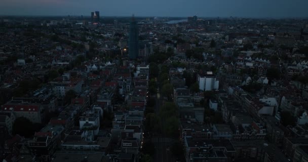 Westerkerk Amsterdam Cidade Urbana Noite Drone Aéreo Vista — Vídeo de Stock