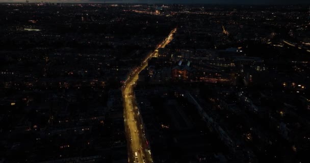 Вид Повітряного Безпілотника Ліннеястрат Вночі Амстердамі Схід Проходить Між Мавританією — стокове відео