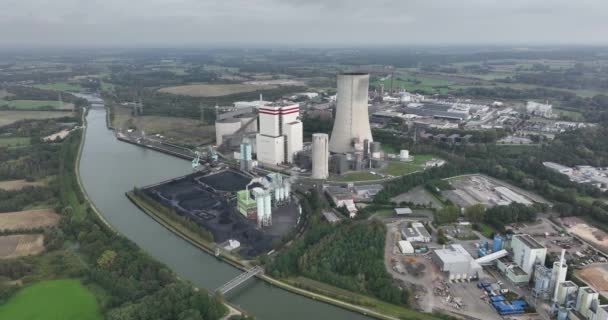 Central Eléctrica Sector Eléctrico Alemania Combustibles Fósiles Carbón Generación Energía — Vídeo de stock