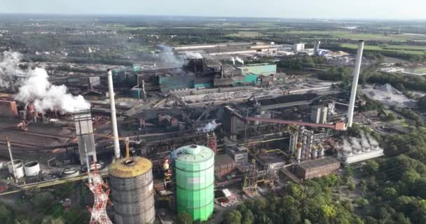 Fábrica Metalúrgica Producción Metal Duisburg Alemania Vista Aérea Del Dron — Vídeo de stock