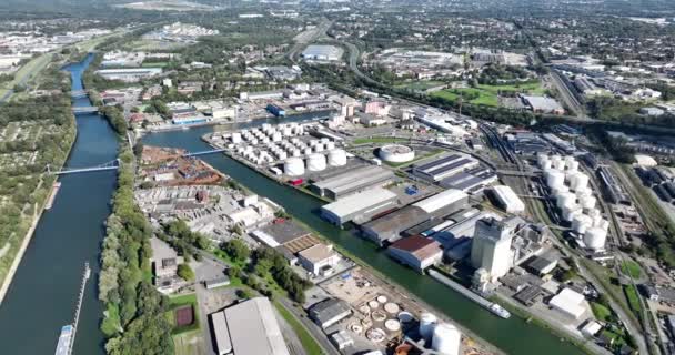 Gelschenkirchen Eylül 2023 Almanya Gelsenkirchen Şehir Limanı Rhine Herne Kanalı — Stok video