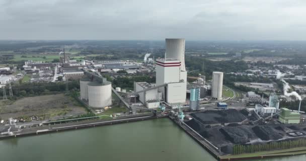 Flygdrönare Syn Ett Kolkraftverk Ruhrområdet Tyskland Produktion Energi — Stockvideo